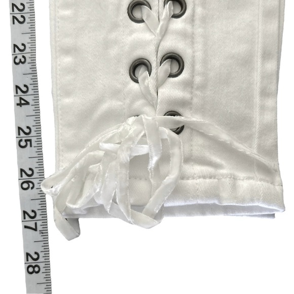 Neon Blonde Blondie White Mid Rise Skinny Tie Up Jean Womens Size 29 - Picture 7 of 7